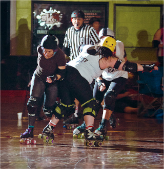 Mary Hendrie with Charm City Rollers roller derby photo by Pablo Raw