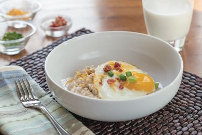 Savory Oatmeal with Soft Cooked Egg and Bacon