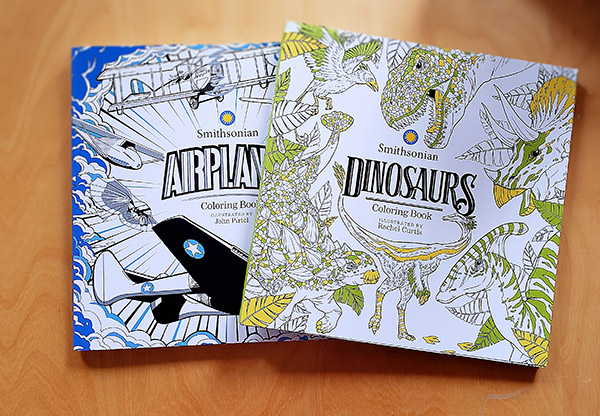 Smithsonian coloring books, dinosaurs and airplanes