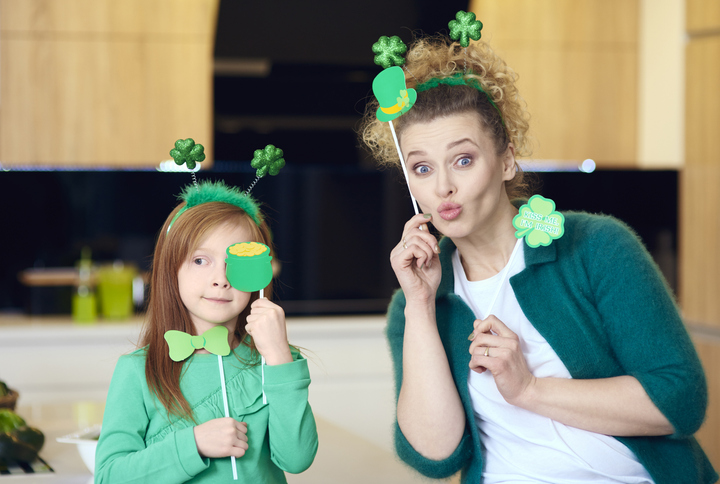 St. Patrick's Day Picture of playful mother with daughter