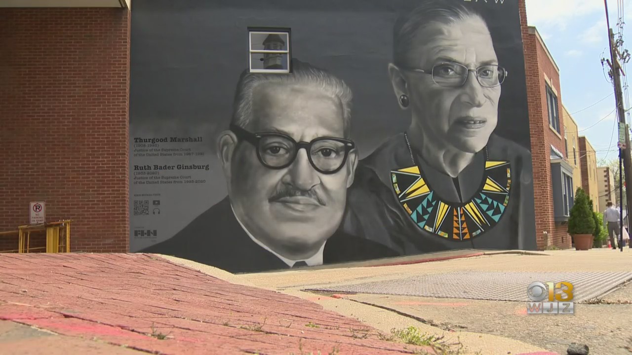 Mural of Thurgood Marshall and Ruth Bader Ginsburg