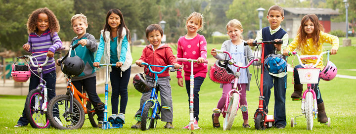 Younger kids with their bikes