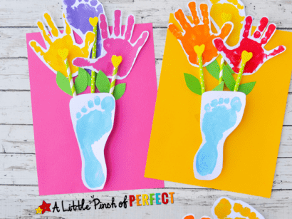 Handprint and Footprint Flower Craft for Mothers Day 11 copy e1486407832763