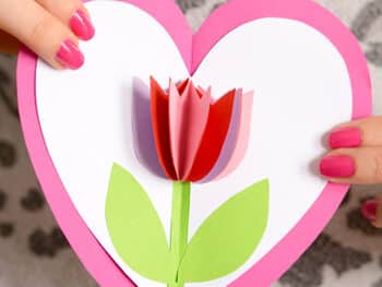 Tulip in a Heart Card Valentines Day Craft for Kids